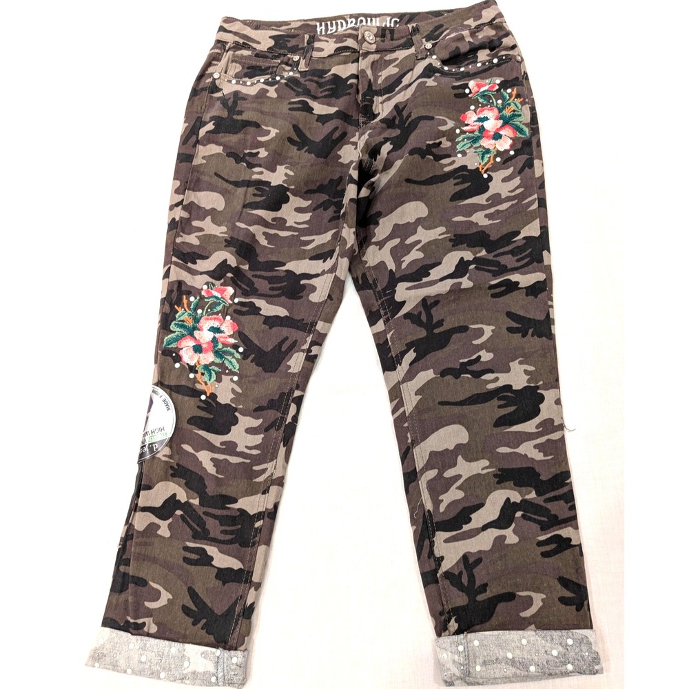 Hydraulic Jeans Women 8 Camo Skinny Recycled Embroidered Floral Pearl Nolita NWT